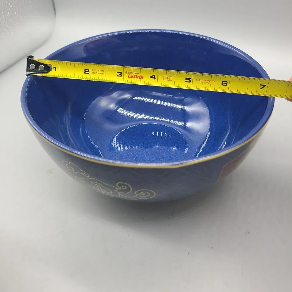 Williams Sonoma Lunar Noodle Serving Bowl Phoenix 7.25” Blue Dragons Sakura NEW